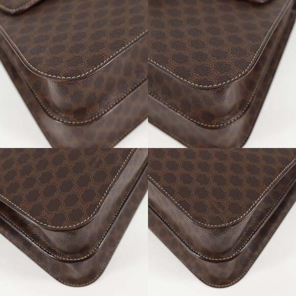 CELINE Circle Macadam Canvas Hand Bag Pvc Leather Brown Gold - Picture 10 of 13